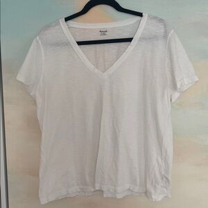 Madewell V Neck White Tee Size XXL 100% Cotton
